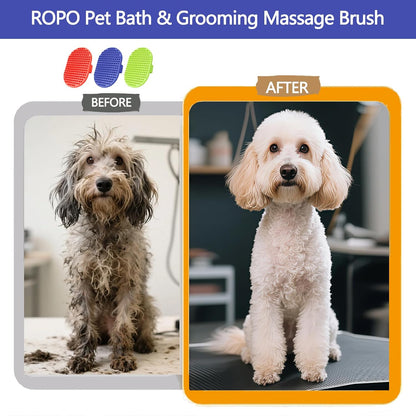 Dog Bath Brush,  Rubber Massage Dog Shampoo Brush, Used for Pet Grooming, Removing Shedding Fur, Combing Tangles and Dead Fur, Suitable for Pet Dogs and Cats (Blue)
