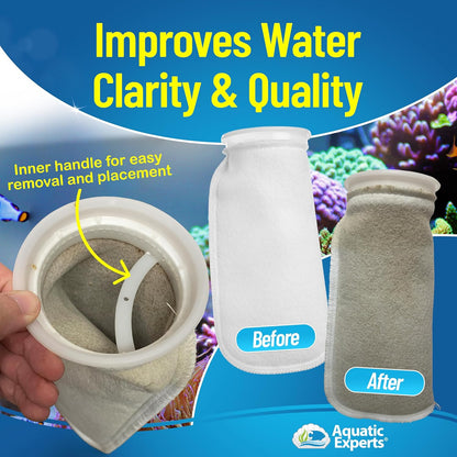 Felt Filter Socks – 4 Inch Ring Style, 200 Micron Aquarium Filter Sock for Sumps & Aquariums (4" X 14", 8 Pack)