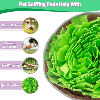 Snuffle Mat for Dogs Non Slip Dog Feeding Mat with Foraging Toys, Stress Relief Activity Pad for Small Pets Nose Work Training Blanket