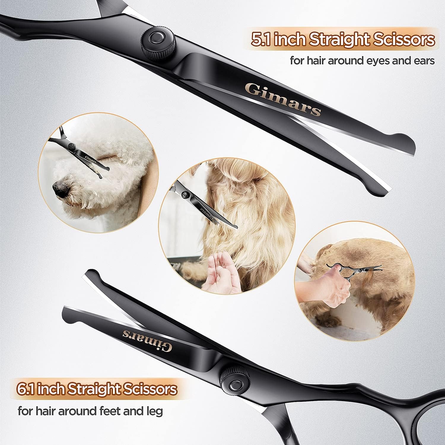 7-Inch Professional 6-in-1 Grooming Scissors for Dogs & Cats - Heavy Duty Titanium Coated with Safety Round Tip