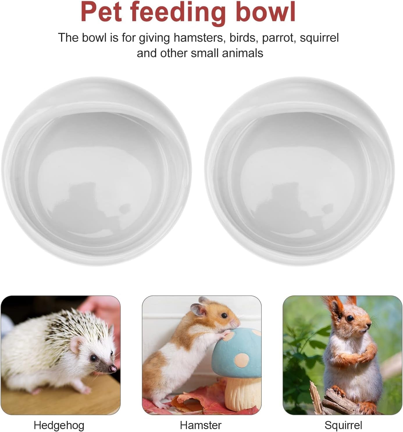 Ceramic Hamster Feeding Bowls, Small Animal Food Bowl Water Feeder for Hedgehog Guinea-Pig Gerbil (Random Color)