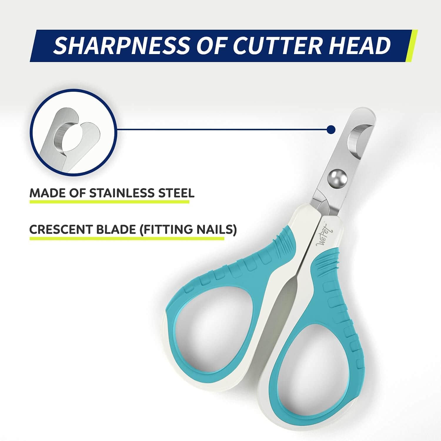Professional Pet Nail Clippers - Ergonomic Bended Scissors for Cats, Dogs, Kittens & Small Animals - Stylish White & Pine Green Design