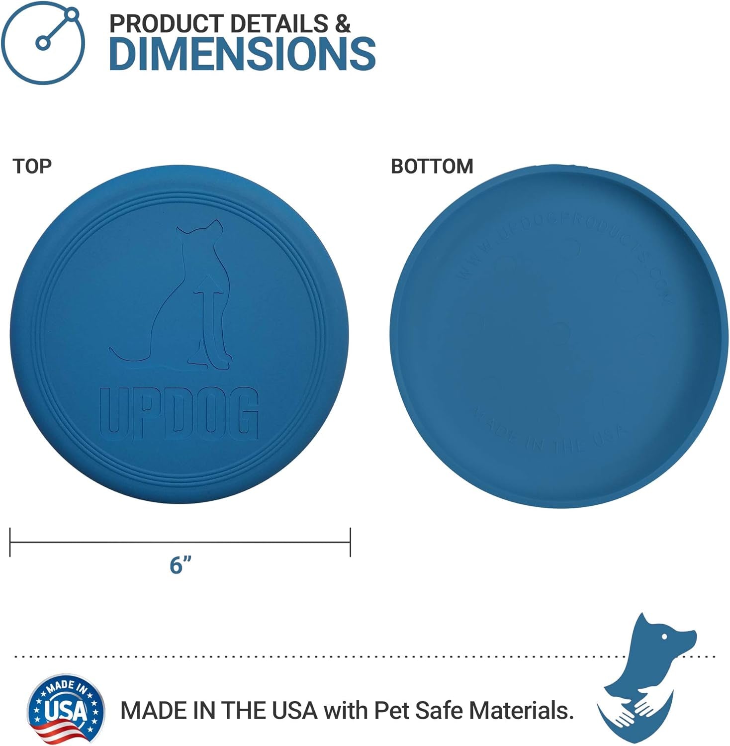 Dog Frisbee | Made in USA |  Small 6-Inch Flying Disc for Dogs (Blue)