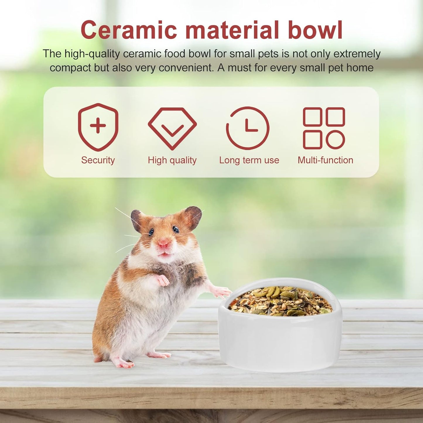 Ceramic Hamster Feeding Bowls, Small Animal Food Bowl Water Feeder for Hedgehog Guinea-Pig Gerbil (Random Color)