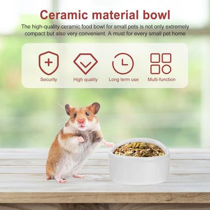 Ceramic Hamster Feeding Bowls, Small Animal Food Bowl Water Feeder for Hedgehog Guinea-Pig Gerbil (Random Color)