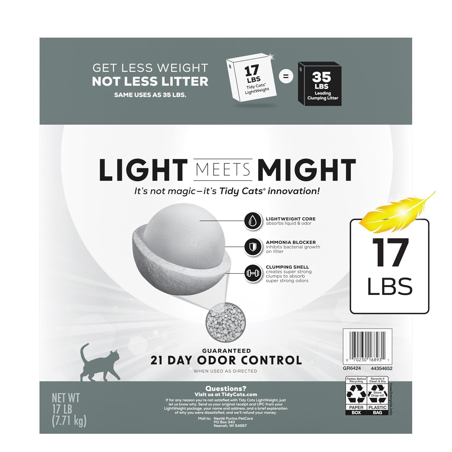 Lightweight 4-In-1 Strength Multi-Cat, Odor Control, Clumping, 99.9 Percent Dust Free Cat Litter - 17 Lb. Box