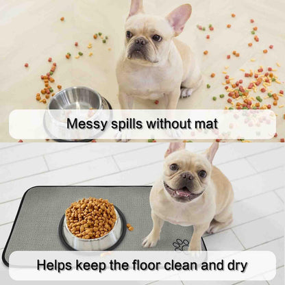 Microfiber Pet Bowl Mat Dog Cats Feeding Mats for Food and Water Dish Drying Mat with Anti-Skid Backing 14.2Inch X 24Inch Grey