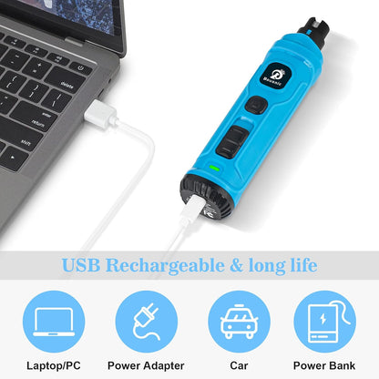 Dog Nail Grinder with 2 LED Light - Super Quiet Pet Nail Grinder Powerful 2-Speed Electric Dog Nail Trimmer File Toenail Grinder for Puppy Small Medium Large Breed Dogs & Cats (Blue)