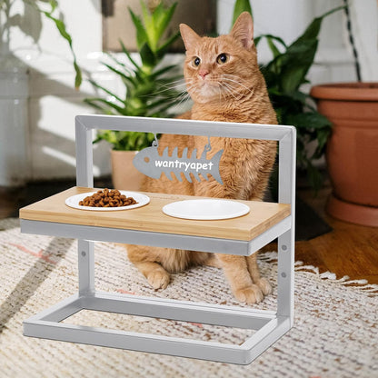 Elevated Dog Feeder, 3 Adjustable Heights, Break-Resistant Melamine Bowls, Suitable for Cats and Small Dogs, 4"H, BPA Free