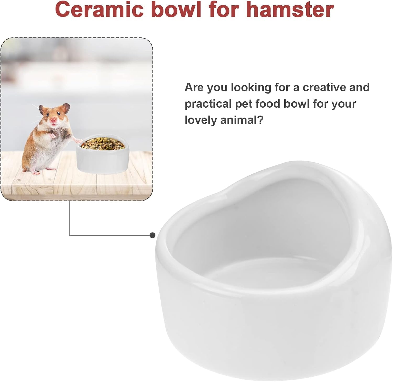 Ceramic Hamster Feeding Bowls, Small Animal Food Bowl Water Feeder for Hedgehog Guinea-Pig Gerbil (Random Color)