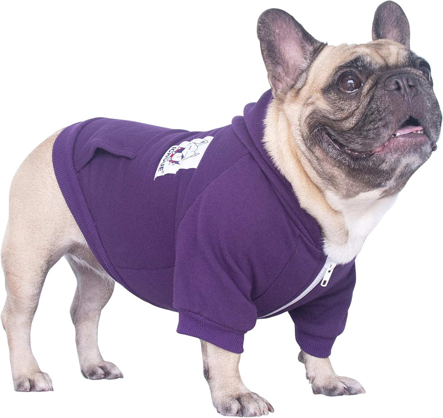 Pug Clothes Hoodies for Dogs Puppy French Bulldog Frenchie English Boston Terrier Bully Pitbull Sweatshirt Sweater Clothing Cold Weather Winter Coats - Dark Purple/Small