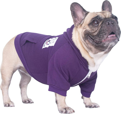 Pug Clothes Hoodies for Dogs Puppy French Bulldog Frenchie English Boston Terrier Bully Pitbull Sweatshirt Sweater Clothing Cold Weather Winter Coats - Dark Purple/Small