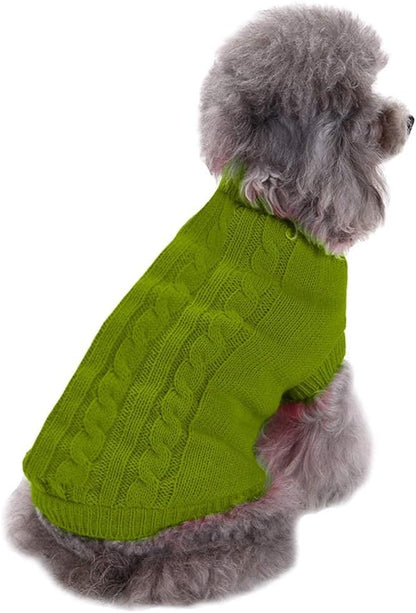 Small Dog Sweaters Knitted Pet Cat Warm Dog Sweatshirt Winter Clothes Kitten Puppy Sweater (Medium,Light Green)