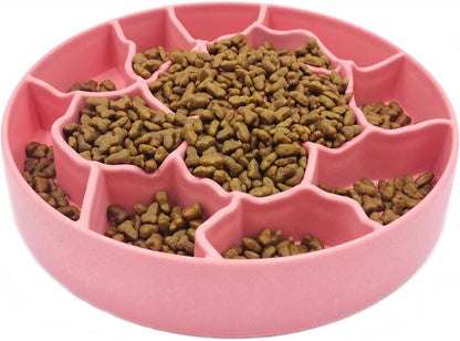 8 Inch Slow Feeder Bowl, Bamboo Fiber Polypropylene, Anti-Gulping Design for Dogs & Cats, 2.5 Cup Capacity