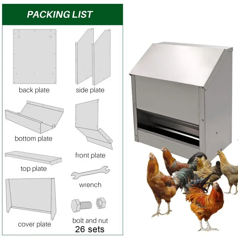 10L Stainless Steel Chicken Feed Trough Bird Drinking Poultry Diet Tool Quail Drinking Cage Pigeon Feeder Duck Food Bowl