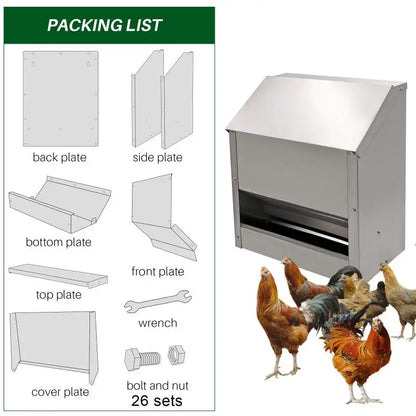10L Stainless Steel Chicken Feed Trough Bird Drinking Poultry Diet Tool Quail Drinking Cage Pigeon Feeder Duck Food Bowl