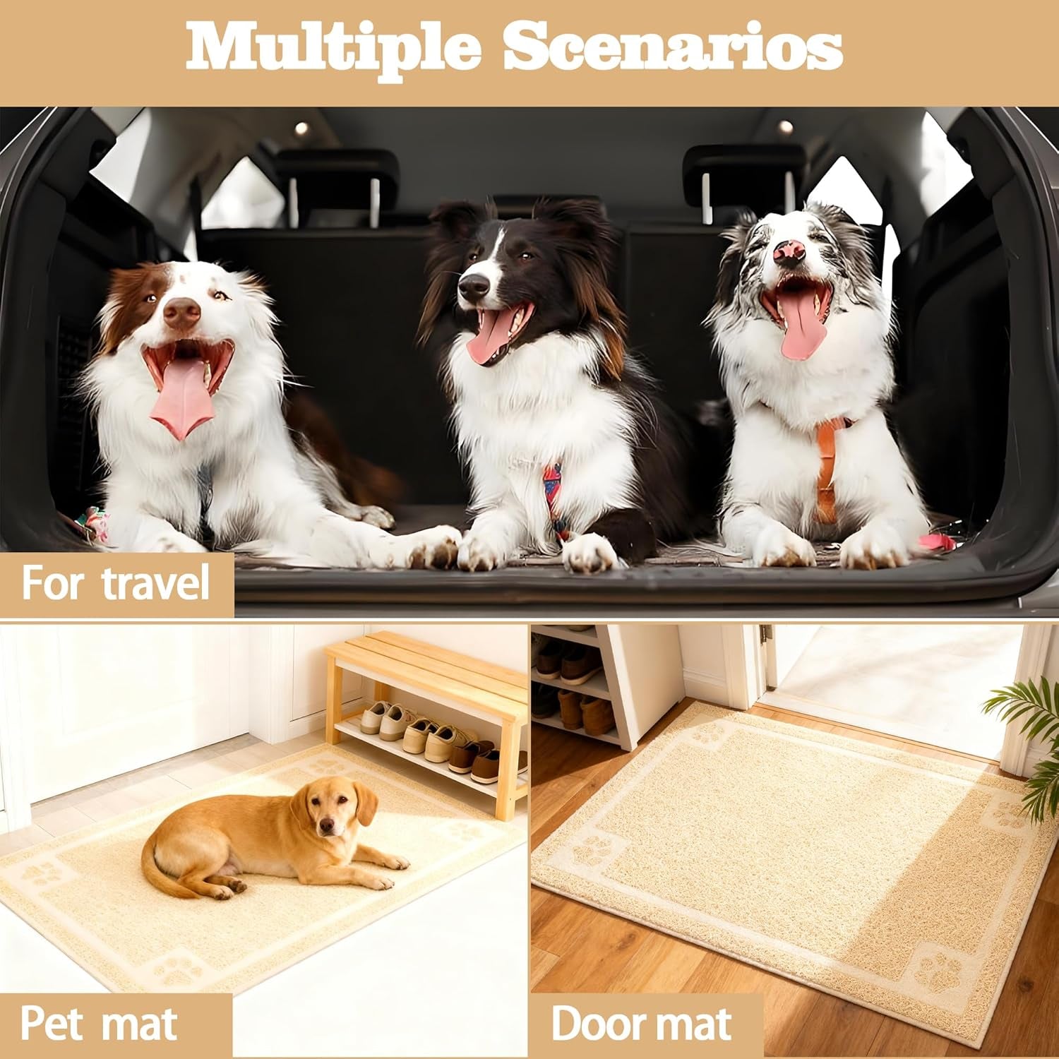 Pet Feeding Mat Large for Dogs and Cats,24"×16" Flexible and Easy to Clean Feeding Mat,Best for Non Slip Waterproof Feeding Mat. (Beige)