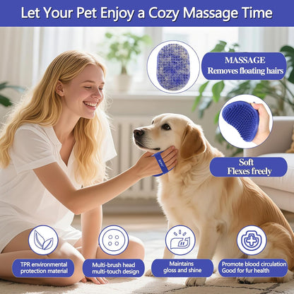 Dog Bath Brush,  Rubber Massage Dog Shampoo Brush, Used for Pet Grooming, Removing Shedding Fur, Combing Tangles and Dead Fur, Suitable for Pet Dogs and Cats (Blue)