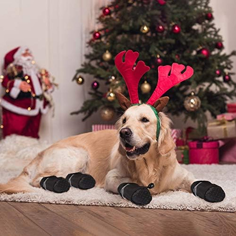 5 Sets 20 Pieces Dog Boots Paw Protectors Anti-Slip Dog Sock Shoes Waterproof Dog Boots with Adjustable Fastening Straps for Pets Dogs (Small Size)