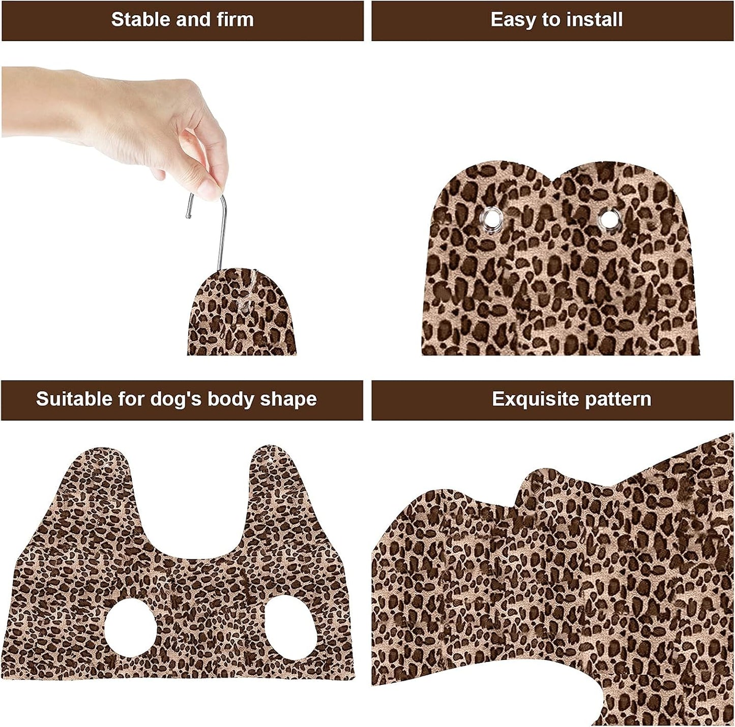 Dog Grooming Hammock, Pet Grooming Hammock Harness for Cats Dogs Grooming Helper Durable Restraint Bag Drying Towel for Bathing Trimming Nail Clipping, with 2 Hooks, Leopard Printing (Small)