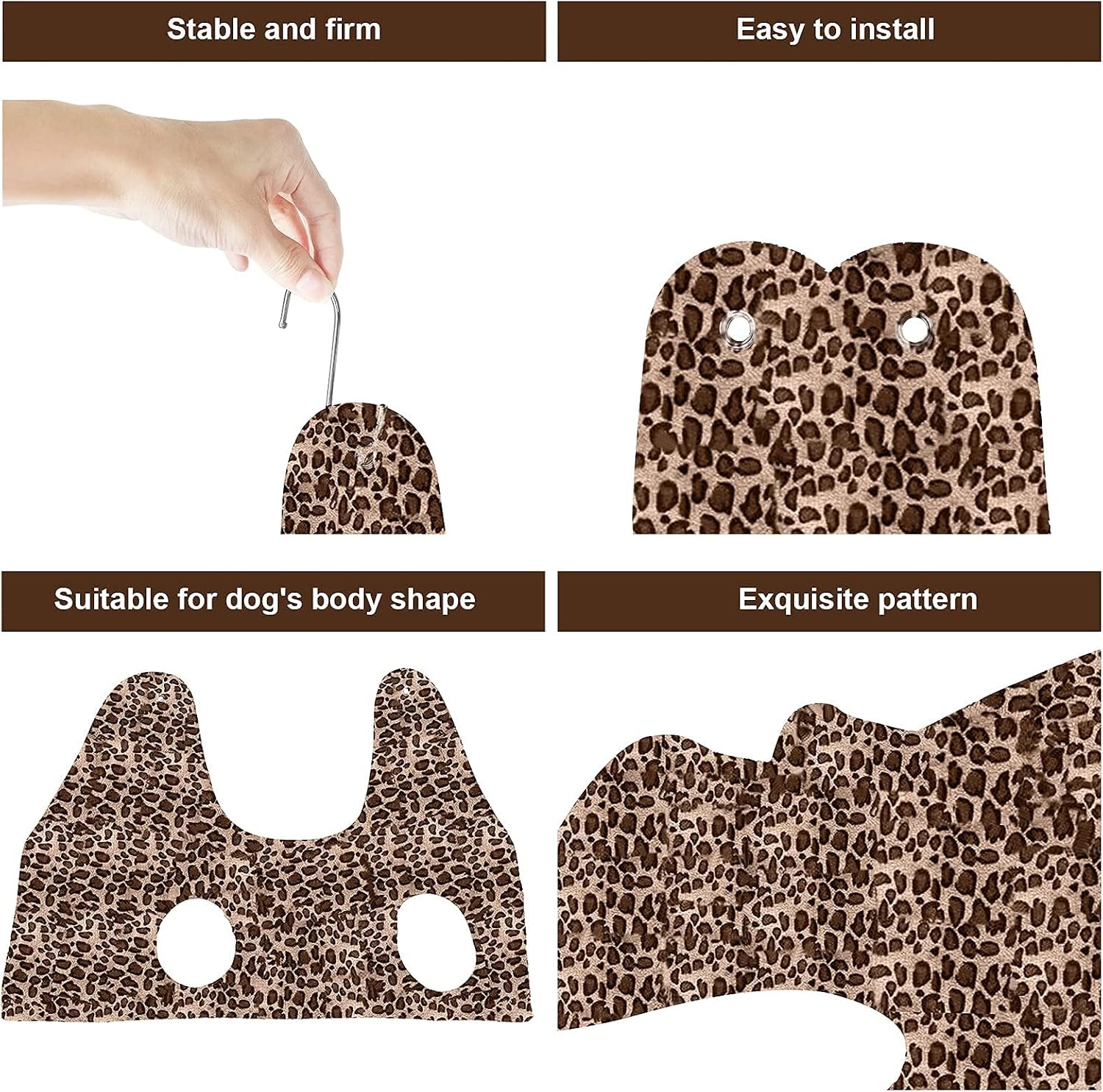 Dog Grooming Hammock, Pet Grooming Hammock Harness for Cats Dogs Grooming Helper Durable Restraint Bag Drying Towel for Bathing Trimming Nail Clipping, with 2 Hooks, Leopard Printing (Small)