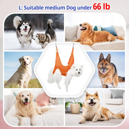 Pet Grooming Hammock, Harness for Cats & Dogs,10 in 1 Dog Holder for Grooming, Hammock Restraint Bag,Pet Supplies Orange