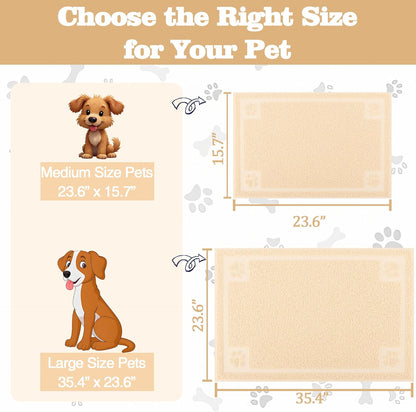 Pet Feeding Mat Large for Dogs and Cats,24"×16" Flexible and Easy to Clean Feeding Mat,Best for Non Slip Waterproof Feeding Mat. (Beige)