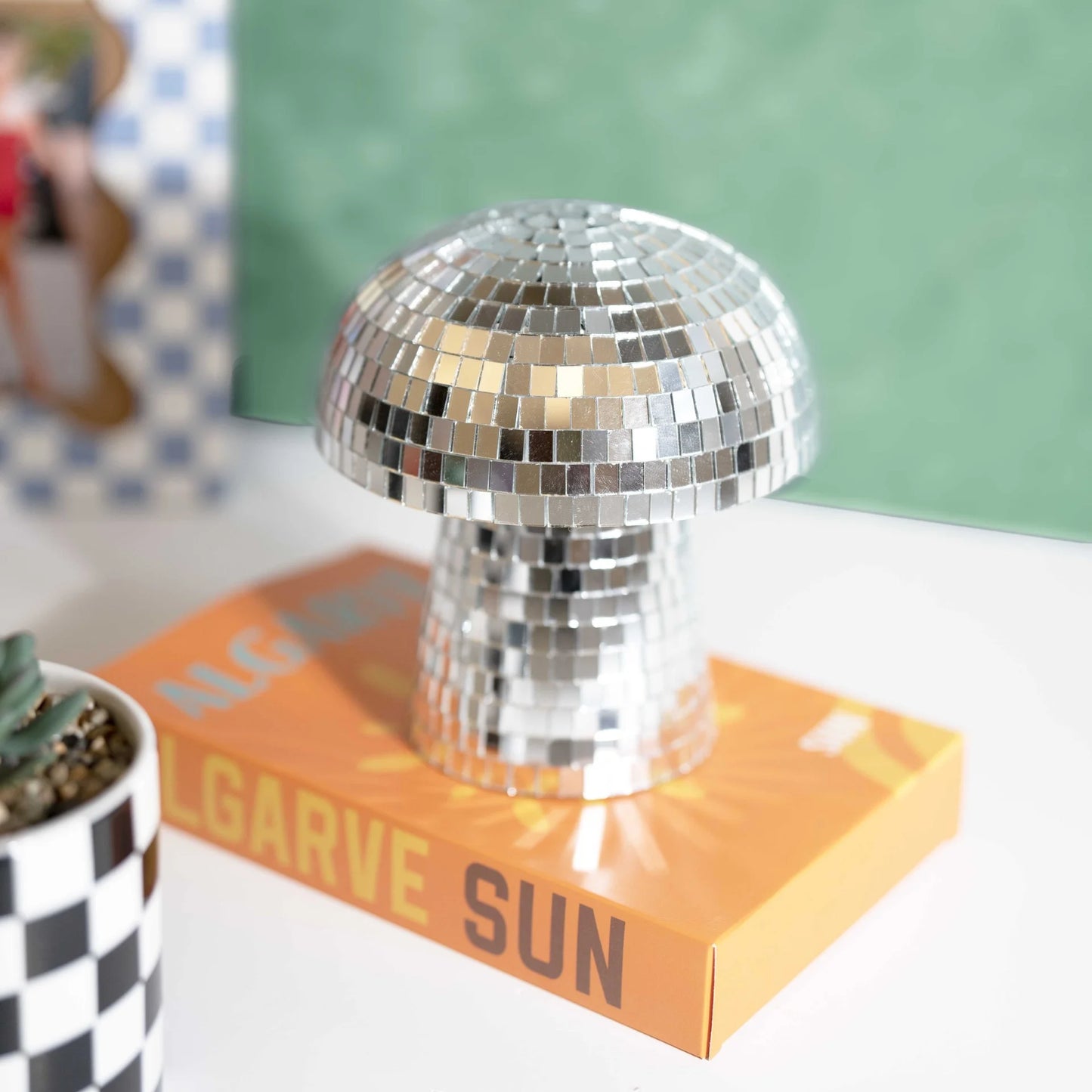 Disco Mushroom Decorative Figurine, 6.9" H X 6.3" W