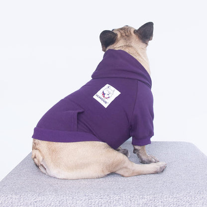 Pug Clothes Hoodies for Dogs Puppy French Bulldog Frenchie English Boston Terrier Bully Pitbull Sweatshirt Sweater Clothing Cold Weather Winter Coats - Dark Purple/Small