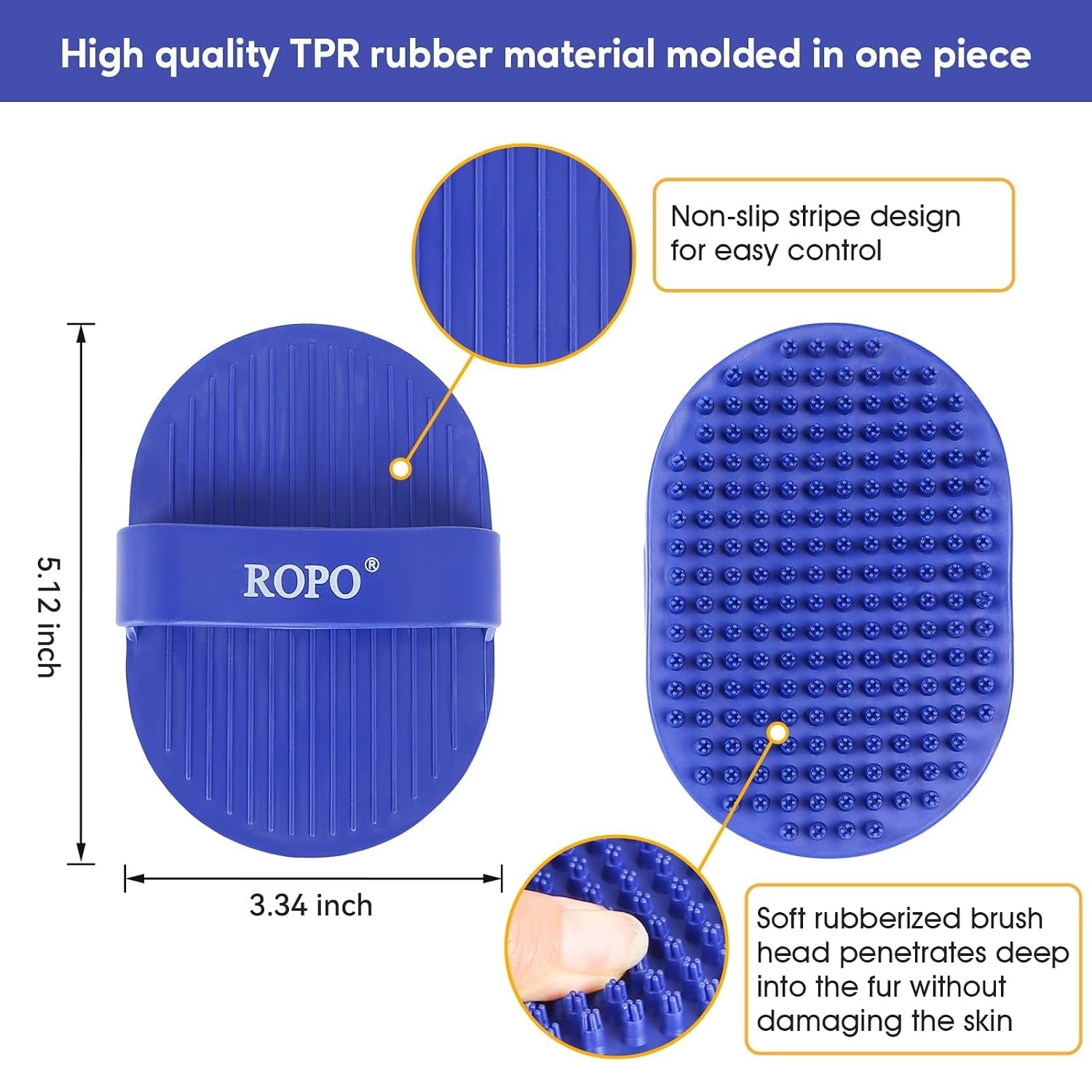 Dog Bath Brush,  Rubber Massage Dog Shampoo Brush, Used for Pet Grooming, Removing Shedding Fur, Combing Tangles and Dead Fur, Suitable for Pet Dogs and Cats (Blue)