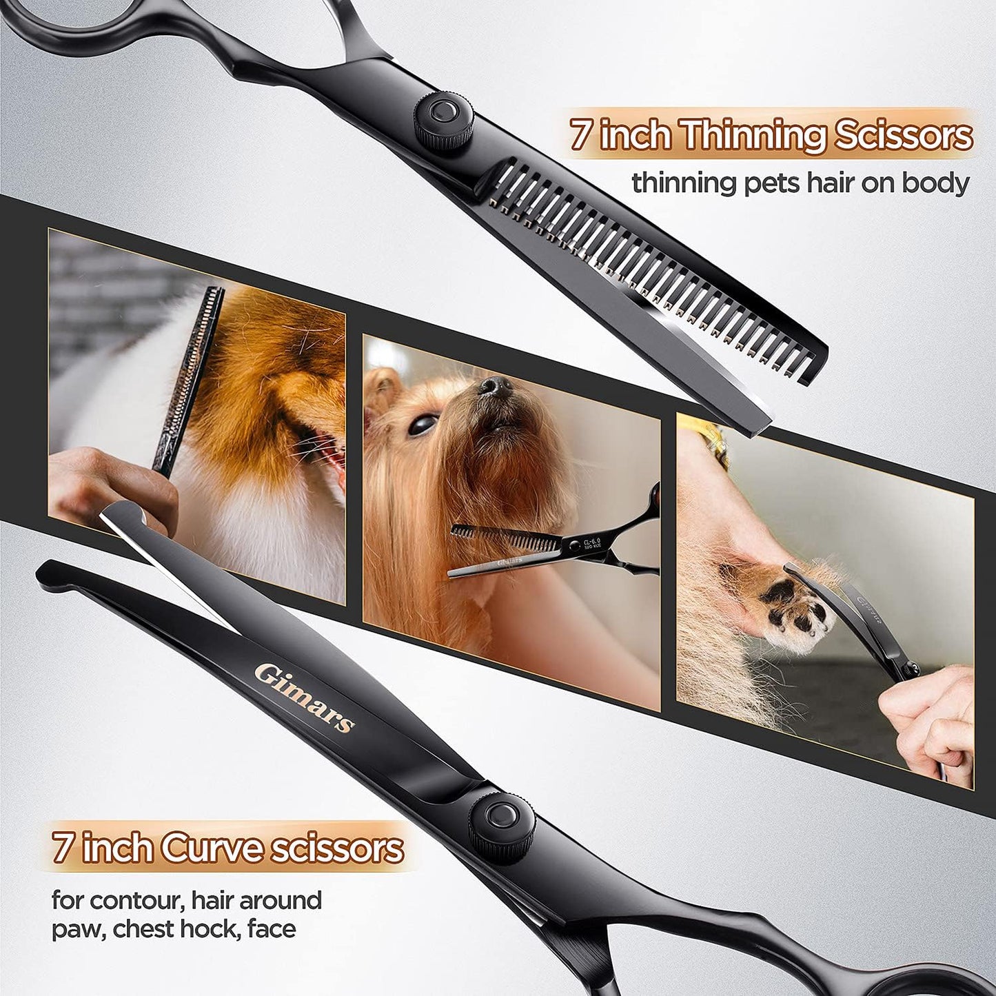 7-Inch Professional 6-in-1 Grooming Scissors for Dogs & Cats - Heavy Duty Titanium Coated with Safety Round Tip