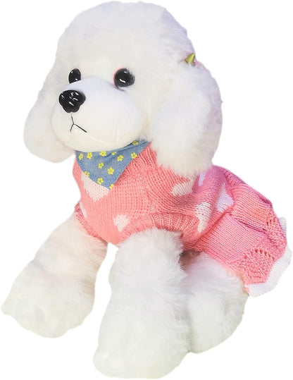 Dog Sweater Puppy Dress: Warm Pet Small Dogs Clothes Winter Dog Heart Sweater Doggy Sweatshirt Doggie Coat Cat Clothing Kitten Dresses (Pink1, Medium)