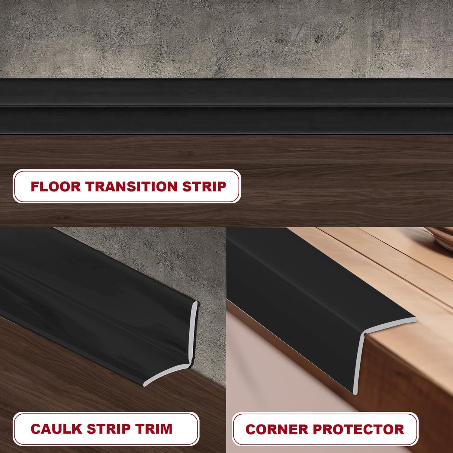 0.8 Inch X 10 Feet Wall Corner Protector Peel and Stick Corner Trim Molding Strip Self Adhesive Wall Edge Protectors Guards for Edge Ceiling, Black