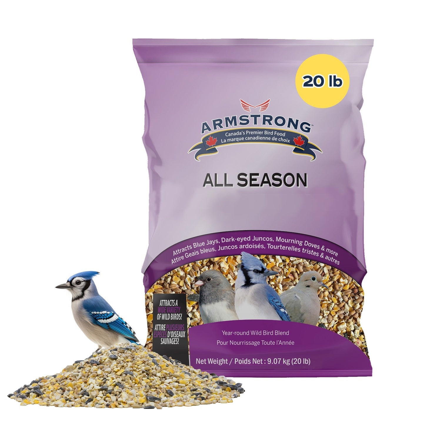 Armstrong Wild Bird Food All Season Bird Seed Blend, 20Lb, High Energy Diet
