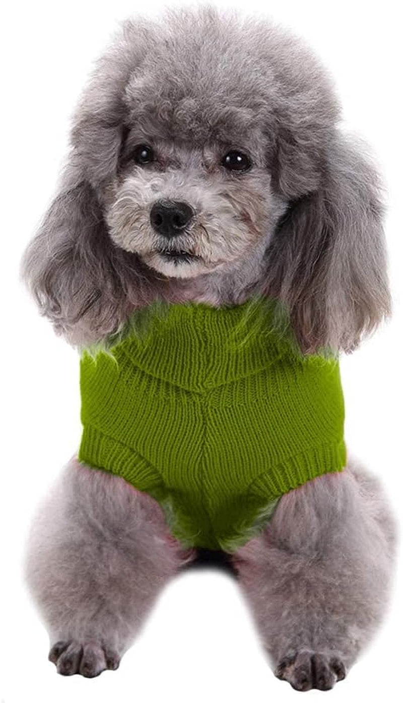 Small Dog Sweaters Knitted Pet Cat Warm Dog Sweatshirt Winter Clothes Kitten Puppy Sweater (Medium,Light Green)