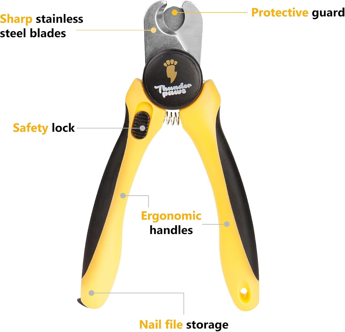 Professional-Grade Nail Clippers for Dogs Nail Trimmer with Safety Guard and Nail File - Nail Clippers for Large Dogs - Dog Nail Clipper Toenail Clippers (Yellow, Medium-Large)